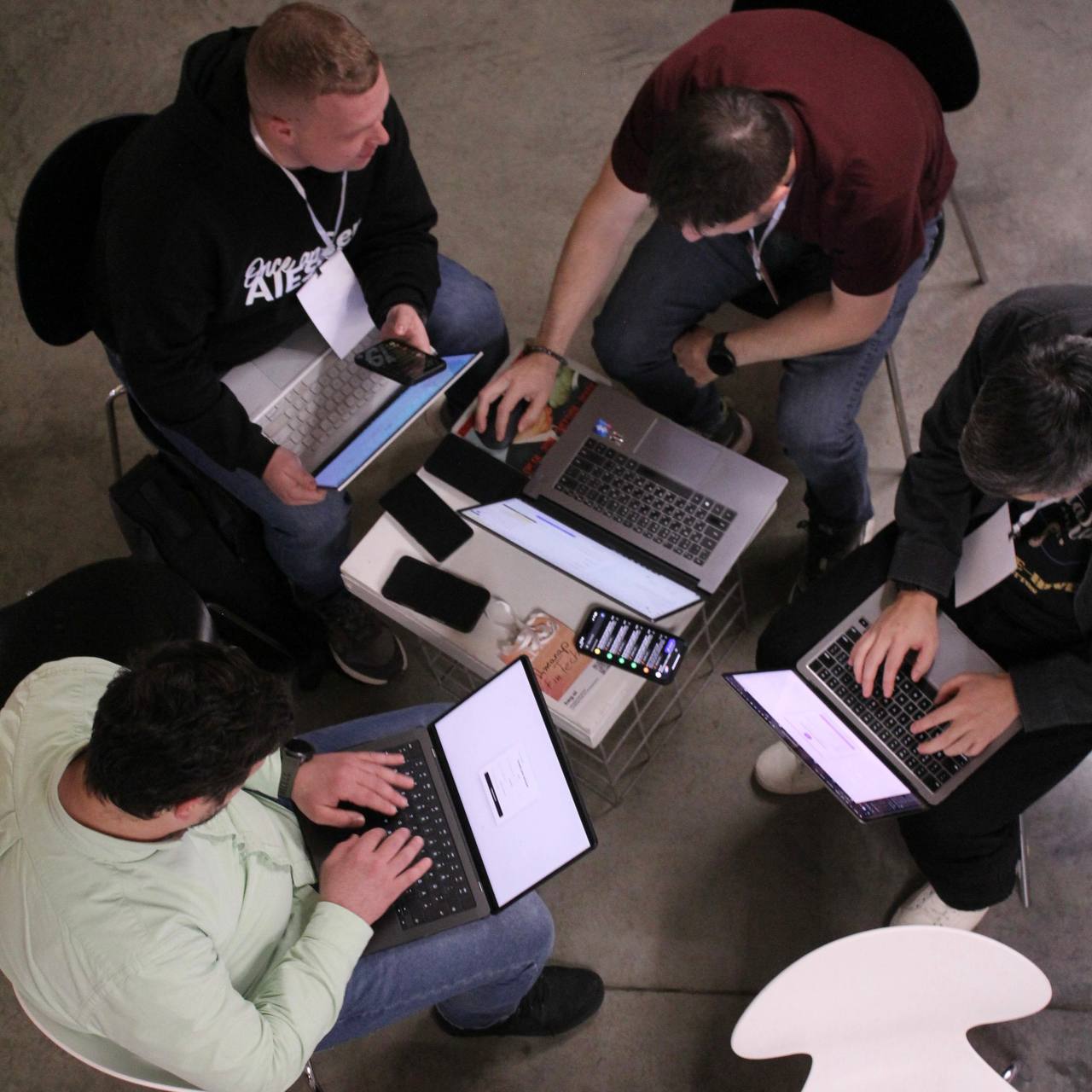 Top view of working session